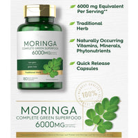 Moringa Complete Green Superfood 6000mg | 60 Quick Release Capsules | Non-GMO, Gluten Free Traditional Herb Supplement