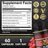 Berberine Complex 6-in-1 with Ceylon Cinnamon, Turmeric, Milk Thistle & Artichoke | 60 Capsules | Organic Wellness Hub