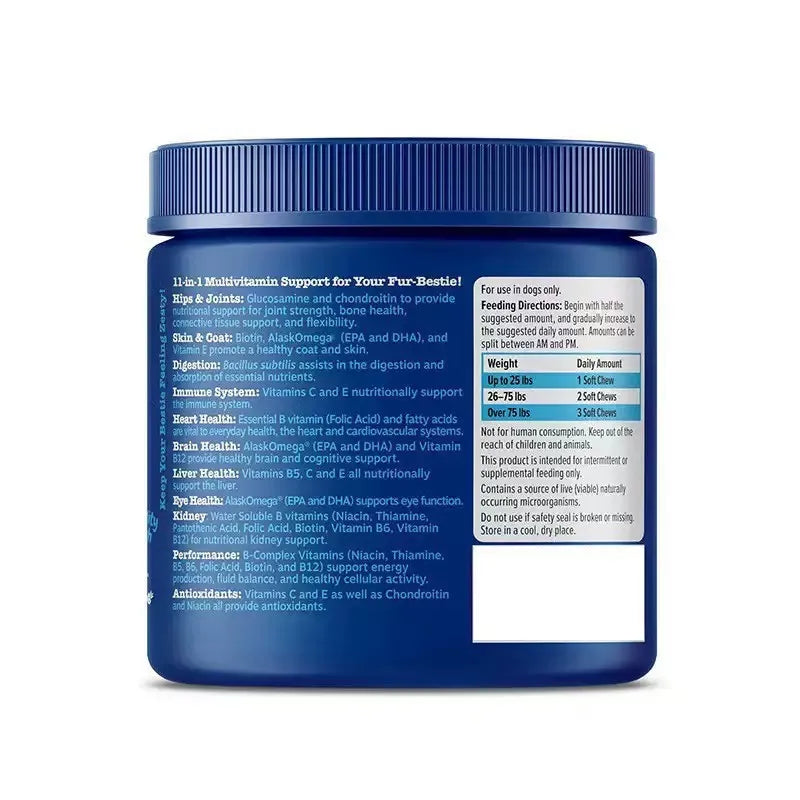Senior Advanced 11-in-1 Multivitamin Bites for Dogs 3 Pack | 270 Soft Chews | Lab Tested | Organic Wellness Hub
