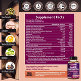 Advanced Hair Growth Supplement with Biotin 10,000mcg Collagen & MSM | Hair Skin & Nails Support | Organic Wellness Hub