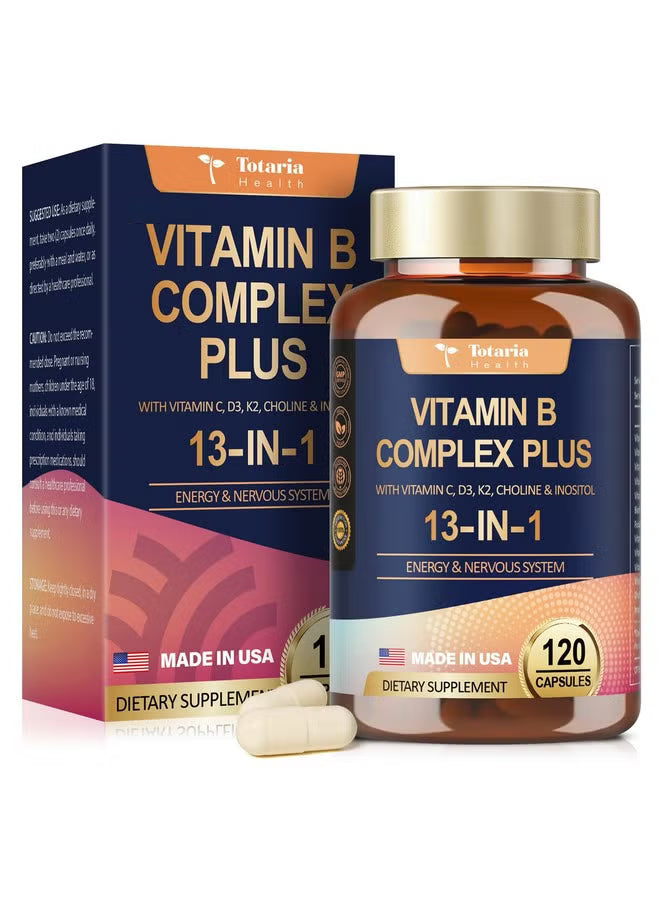 Totaria Health Vitamin B Complex Plus 13-in-1 3-Pack – Energy & Nervous System Support | 360 Capsules | Organic Wellness Hub