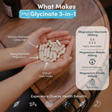 Magnesium Glycinate 3-in-1 1800mg Supplement | 90 Vegan Capsules | Organic Wellness Hub