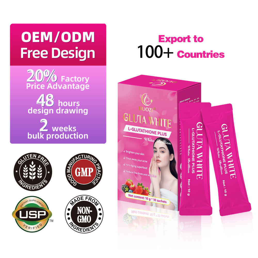 Duozi Gluta White L-Glutathione Plus | تفتيح البشرة، إزالة حب الشباب ومقاومة الشيخوخة - 10 أكياس × 10 جرام - مُختبر معمليًا | Organic Wellness Hub