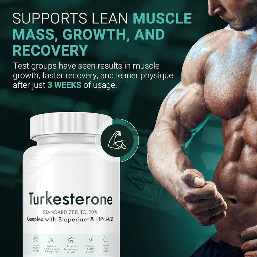 Turkesterone 500mg | Standardized to 20% with Bioperine & HP-CD | Natural Muscle, Strength & Performance Supplement | 3rd Party Tested | Organic Wellness Hub