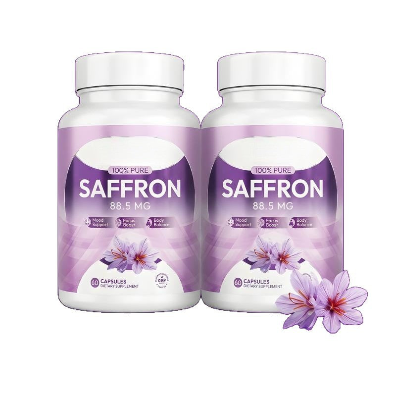 100% Pure Saffron 88.5mg Capsules 60 Count - Mood, Focus & Daily Wellness Support Supplement | Organic Wellness Hub