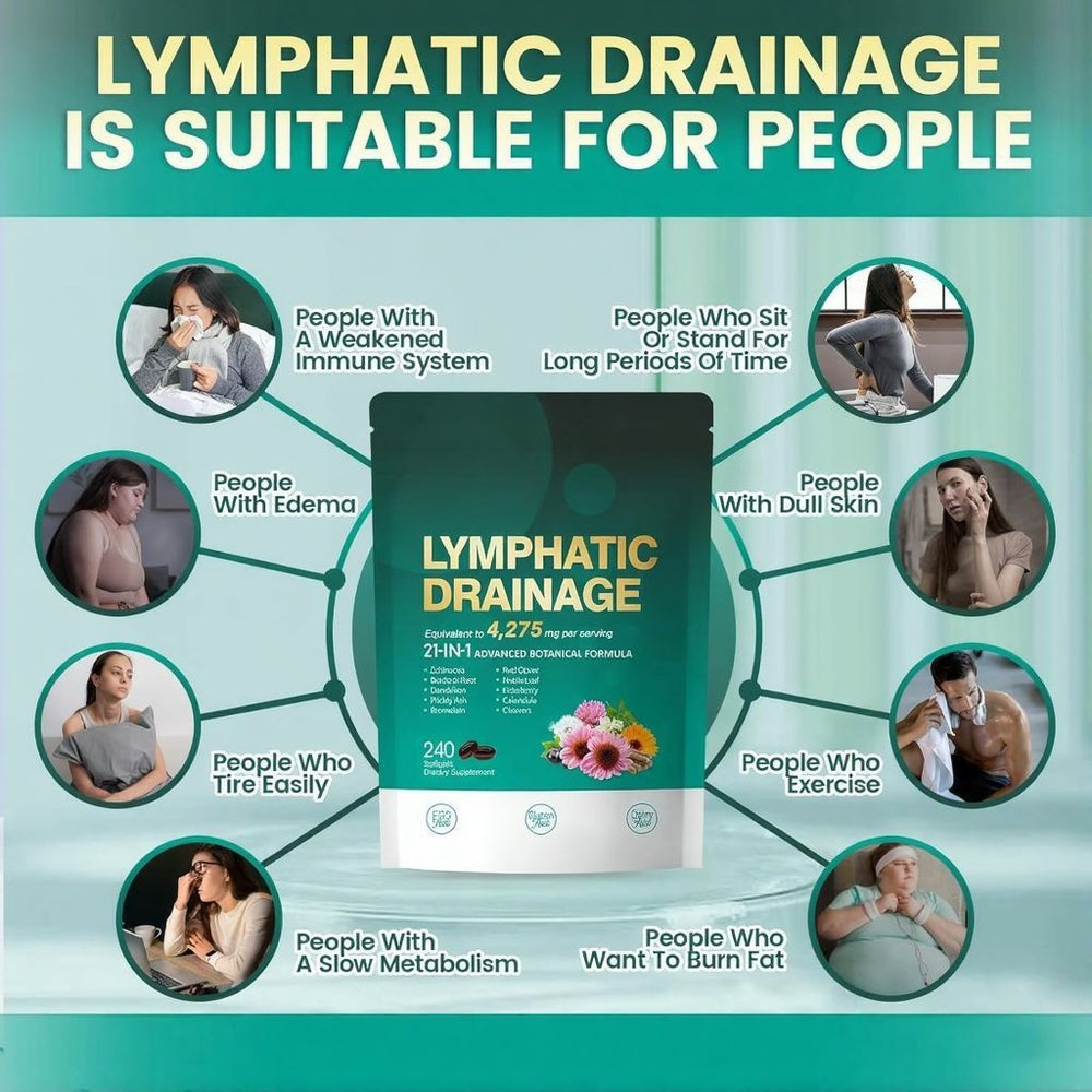 Lymphatic Drainage Supplement 4,275mg - 21-in-1 Advanced Botanical Formula | 240 Softgels | Organic Wellness Hub