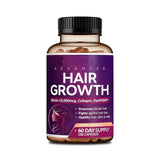 Advanced Hair Growth Supplement with Biotin 10,000mcg Collagen & MSM | Hair Skin & Nails Support | Organic Wellness Hub