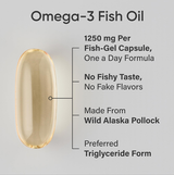 Omega-3 Fish Oil Triple Strength - 1250mg Wild-Caught Alaska Pollock | 90 Softgels | MSC Certified | Organic Wellness Hub
