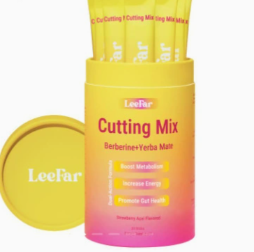 LeeFar Cutting Mix - Berberine + Yerba Mate Drink Mix for Metabolism, Energy & Gut Health | Strawberry A�a� | 30 Sachets | Sugar-Free, Vegan, Non-GMO