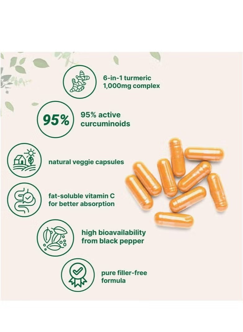 Pure Turmeric Curcumin 95 | 1,000mg | 95% Curcuminoids | Lab-Tested | 120 Vegetarian Capsules – Organic Wellness Hub