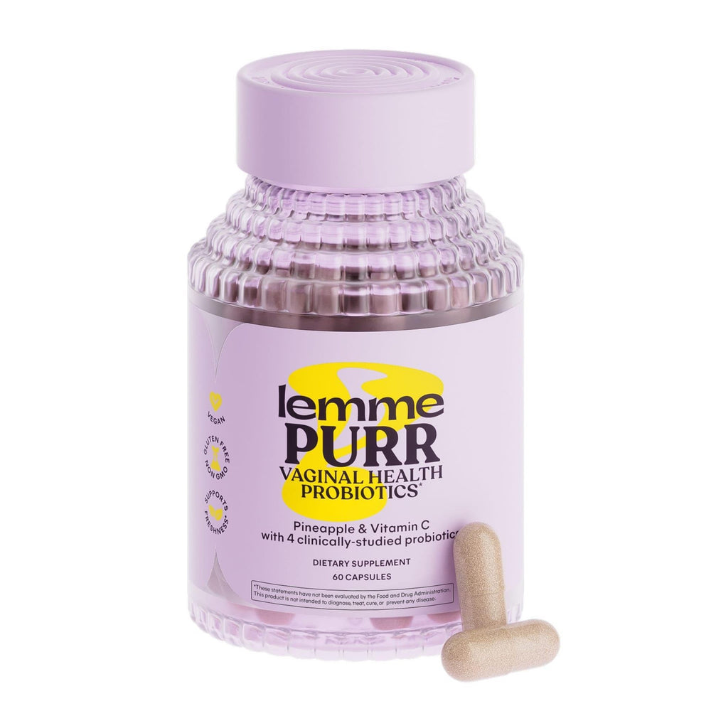 Lemme Purr Vaginal Health Probiotics | Pineapple & Vitamin C | 4 Clinically-Studied Strains | Vegan, Gluten-Free | 60 Capsules | Organic Wellness Hub