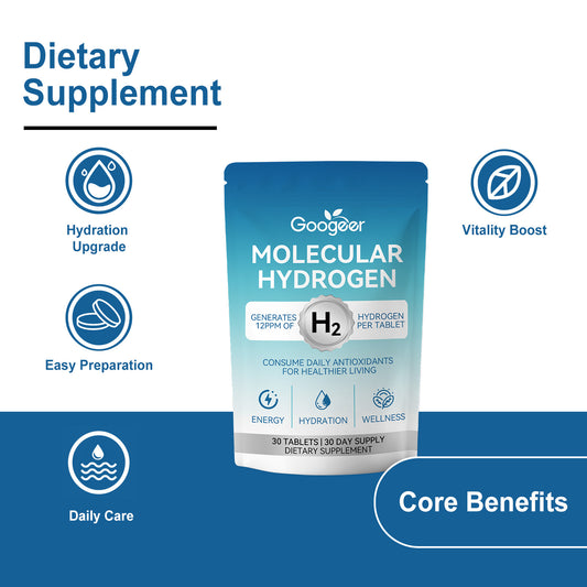 Googeer Molecular Hydrogen Tablets | 12PPM H2 Antioxidant Supplement | 30 Day Supply | Energy, Hydration & Wellness | Lab Tested ? Organic Wellness Hub