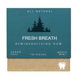 All Natural Fresh Breath Remineralizing Gum | Sugar Free | Mastic Mint | 18 Pieces | Organic Wellness Hub