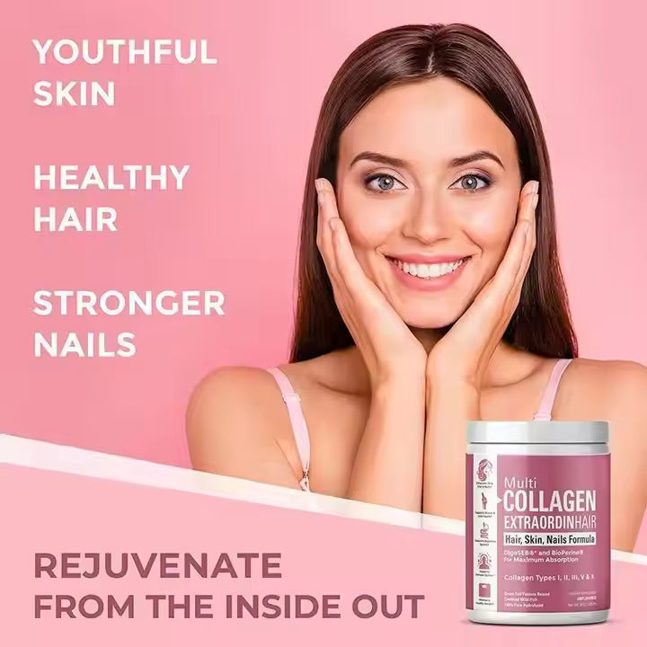 كولاجين ببتيدات متعدد | الأنواع الأول، والثاني، والثالث، والخامس، والعاشر | للشعر والبشرة والأظافر والمفاصل | DigeSEB® و BioPerine® | من أبقار تتغذى على العشب وأسماك برية | مختبر معملياً | 301 جرام | مركز الصحة العضوية
