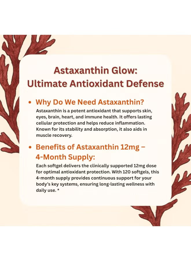 Astaxanthin 12mg Triple Strength — 3-Pack Bundle | 360 Softgels | Microalgae | Lab Tested | Best Value – Organic Wellness Hub