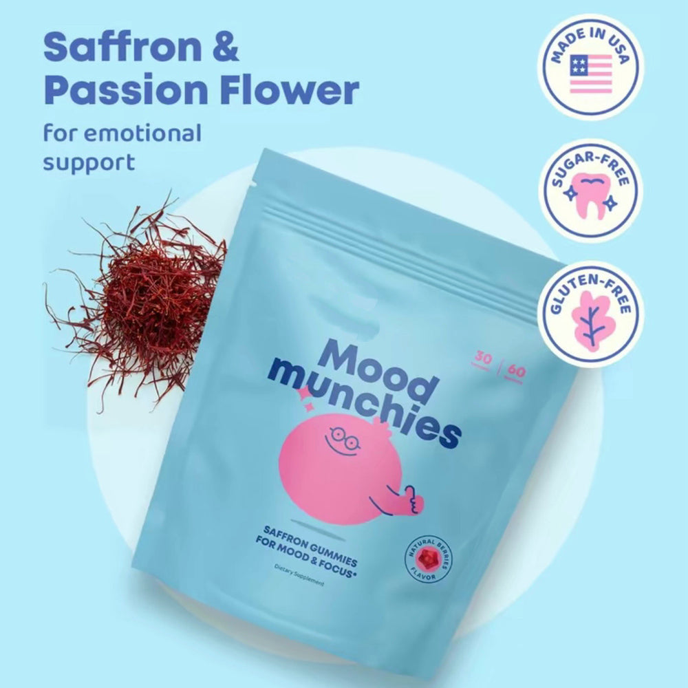 Mood Munchies Saffron Gummies for Mood & Focus | Natural Berry Flavor | Lab Tested Quality | Organic Wellness Hub