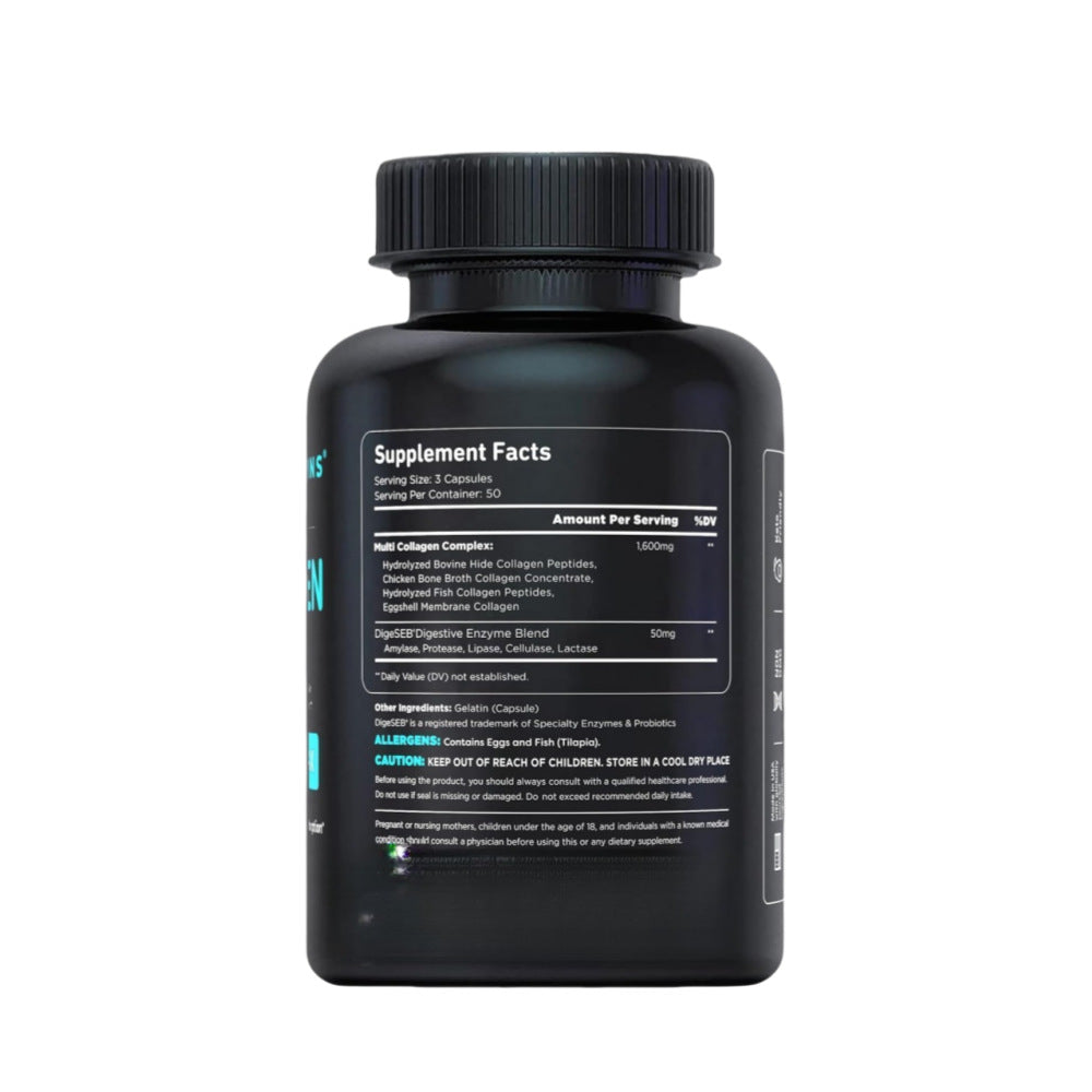 Multi Collagen Complex - Type I II III V X | 150 Capsules | Hair Skin Nails Joints | DigeSEB Enhanced Absorption | Organic Wellness Hub