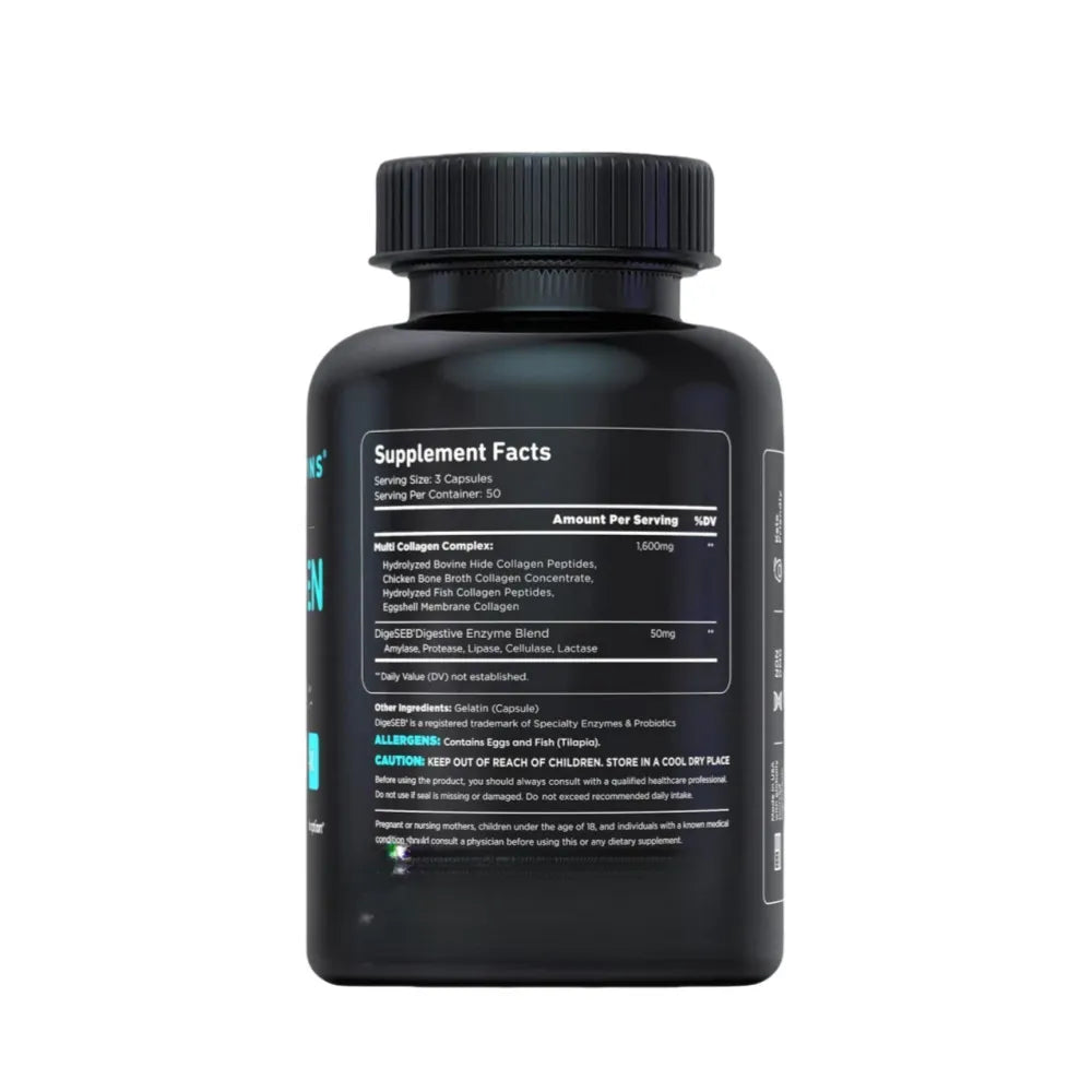 Multi Collagen Complex Capsules | Type I II III V X | Organic Wellness Hub