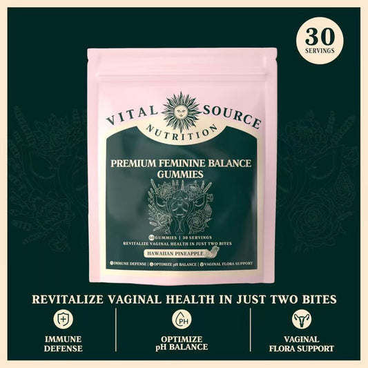 Vital Source Nutrition Premium Feminine Balance Gummies | Vaginal & Hormonal Health | Hawaiian Pineapple | 60 Gummies | 30 Servings