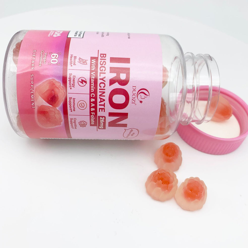 Iron Bisglycinate Gummies 26mg with Vitamin C, Vitamin A & Folate | 60 Vegan Gummies | Lab Tested | Organic Wellness Hub