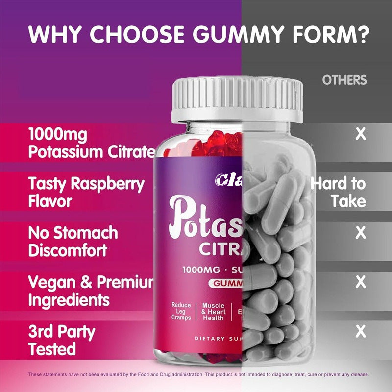 Clapp Potassium Citrate Gummies 1000mg Sugar Free | Electrolyte & Muscle Support | Lab Tested | Organic Wellness Hub