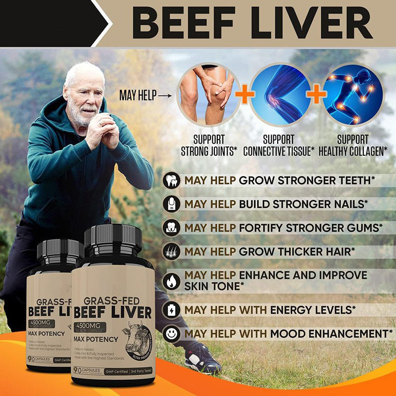 Organic Wellness Hub | Grass-Fed Beef Liver Capsules 4500mg 120ct -750mg Per Capsule, Max Potency, Pasture-Raised, GMP Certified, 3rd Party Tested