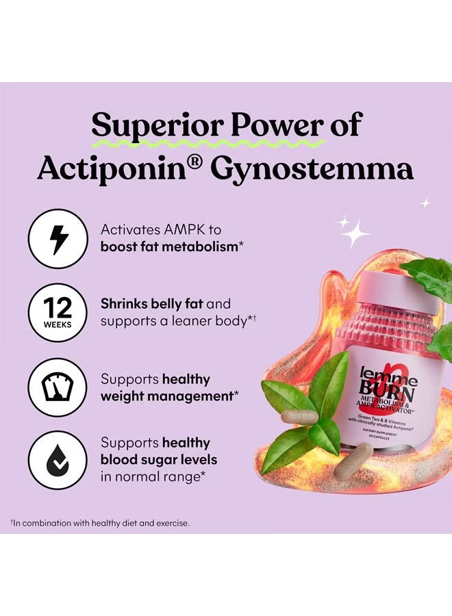 Lemme Burn - Metabolism & AMPK Activator | Green Tea + B Vitamins | 60 Vegan Capsules