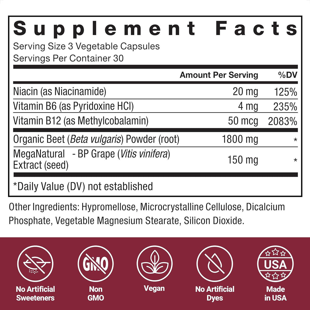 Total Beets 1800mg Beet Root Capsules 90 Veg Capsules | Nitric Oxide, Circulation & Heart Health Support | Organic Wellness Hub