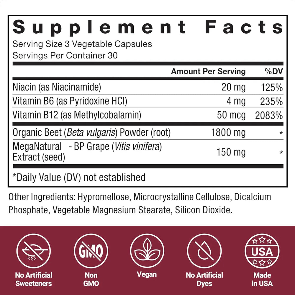Total Beets 1800mg Beet Root Capsules 90 Veg Capsules (3 Bottles) | Nitric Oxide & Circulation Support | Organic Wellness Hub