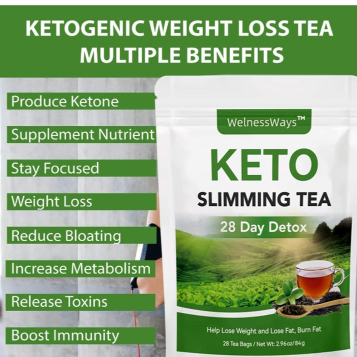 WelnessWays Keto Slimming Tea ? 28 Day Detox | Weight Loss & Fat Burn Herbal Tea | 28 Tea Bags | Natural Body Cleanse & Metabolism Booster | 2.96oz / 84g