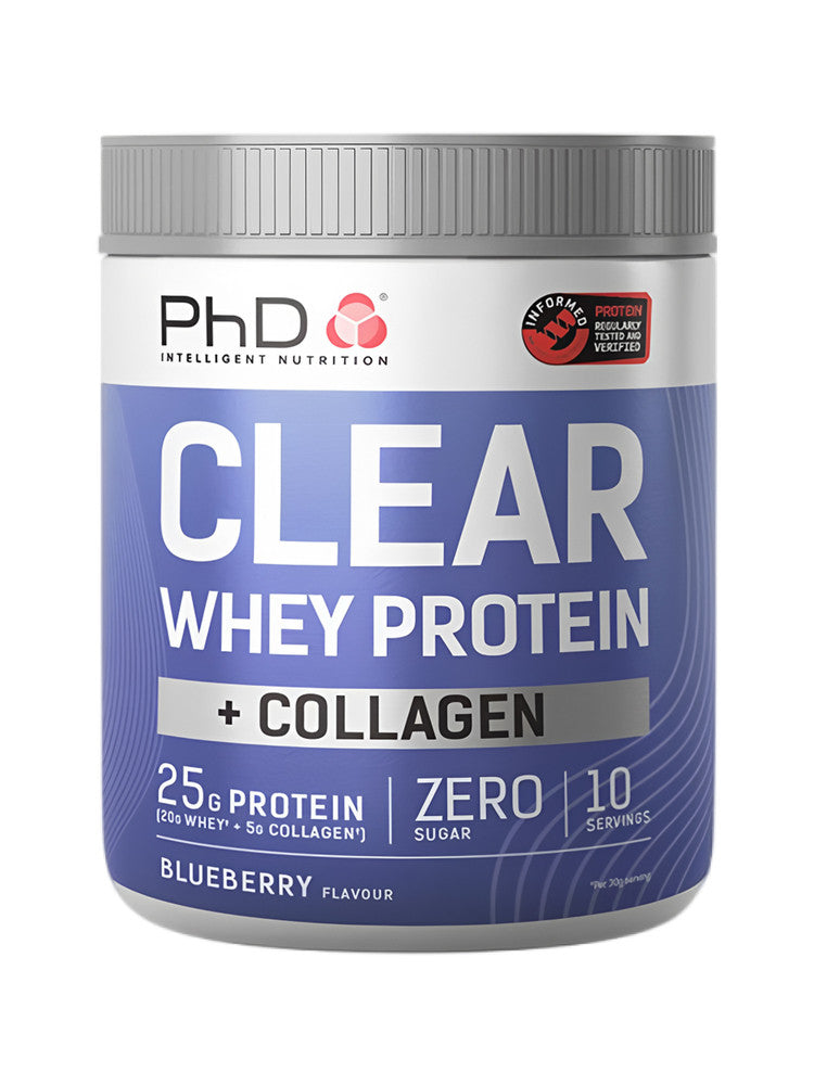 PhD Clear Whey Protein + Collagen | Peach Iced Tea | 25g Protein, Zero Sugar | Informed Sport Tested | 10 Servings | Lab Tested | Organic Wellness Hub
