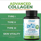 Advanced Collagen Capsules Type I II III | Hair, Skin, Nails & Joint Support | Hyaluronic Acid + Vitamin C | Grass-Fed, Pasture-Raised | Lab Tested | 60 Capsules - Organic Wellness Hub