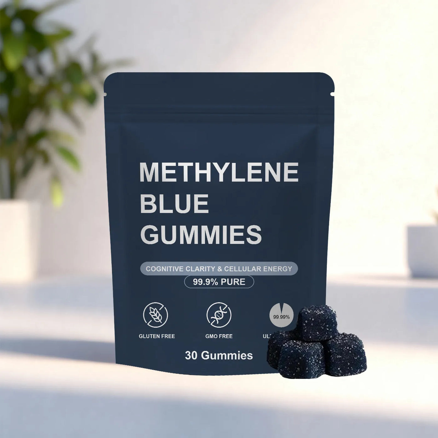 Methylene Blue Gummies 3 Pack 99.9% Pure - 90 Gummies | Cognitive Clarity and Cellular Energy Supplement Gluten Free GMO Free Lab Tested