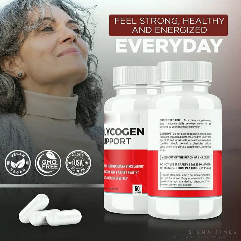 Glycogen Support Capsules - Cardiovascular Circulation, Vein & Artery Health Supplement 60 Capsules | Organic Wellness Hub