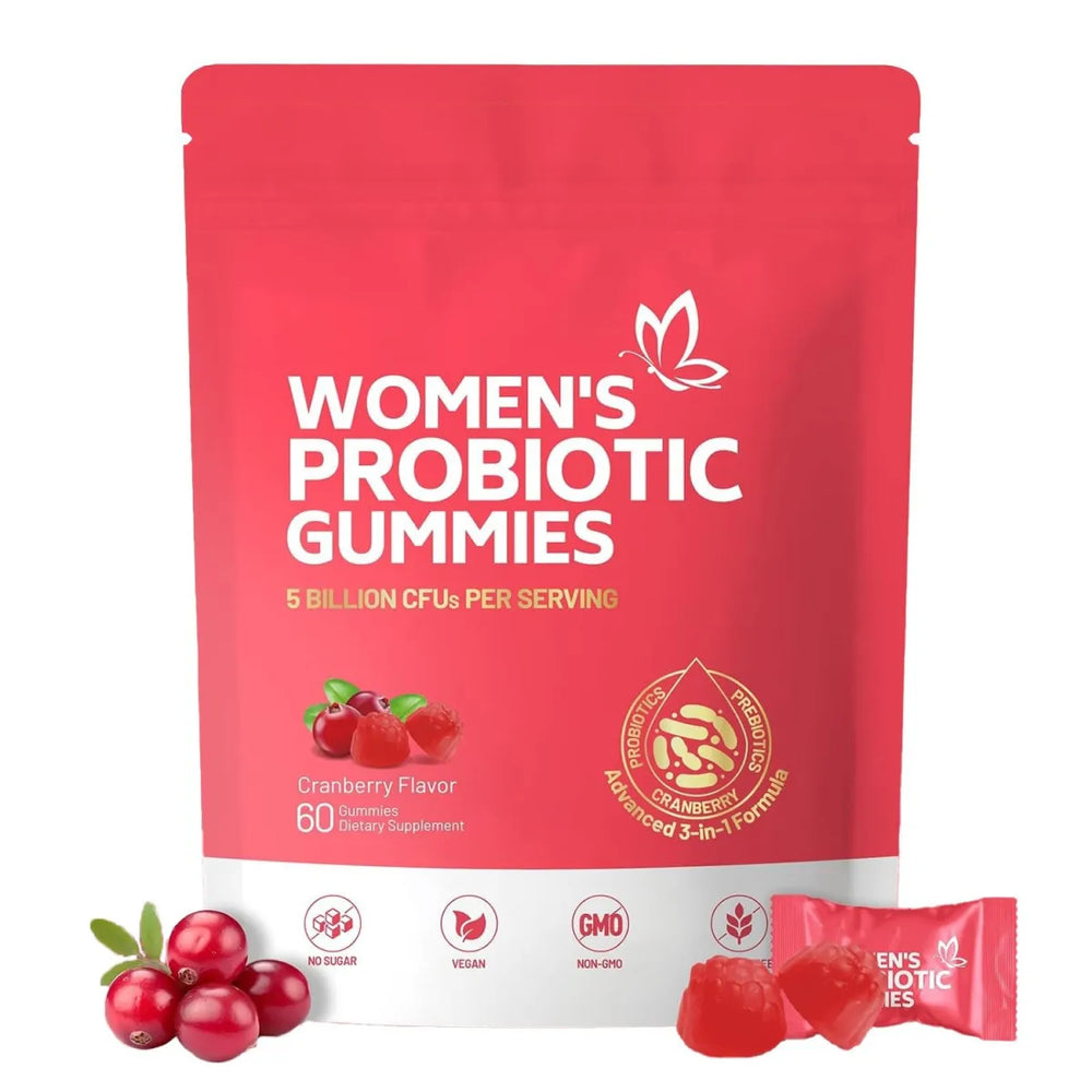 Women's Probiotic Gummies 3-Pack – 180 Count | 5 Billion CFUs | Cranberry, Vegan, No Sugar | 90-Day Supply
