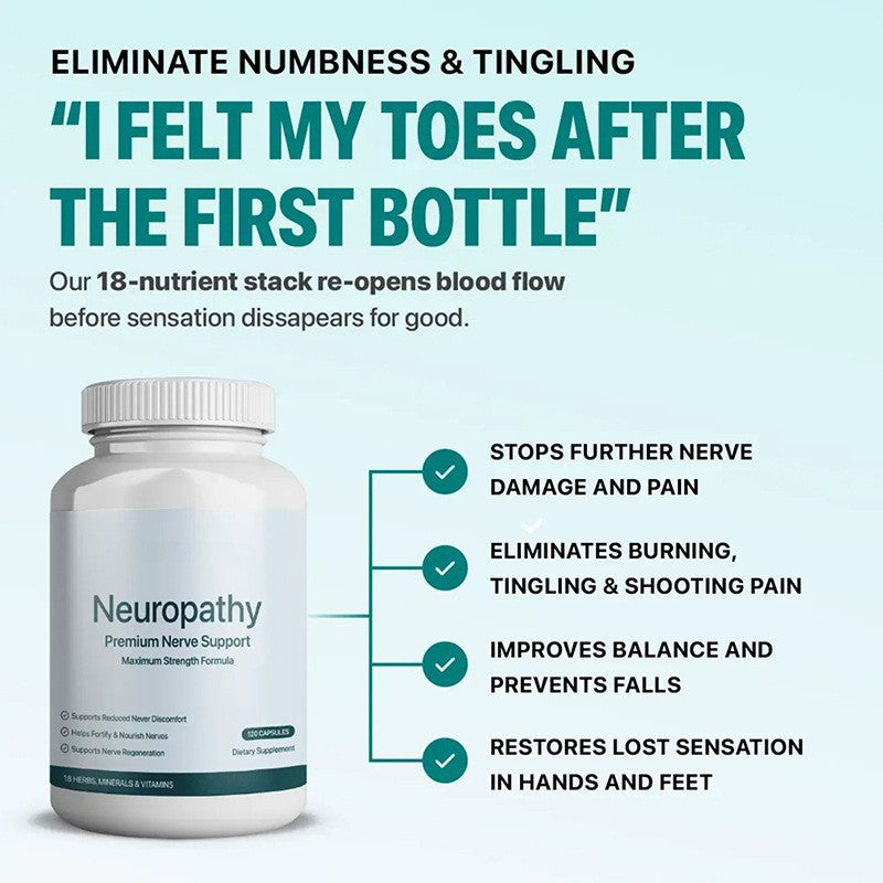 Neuropathy Premium Nerve Support Supplement - Maximum Strength Formula 120 Capsules | Organic Wellness Hub
