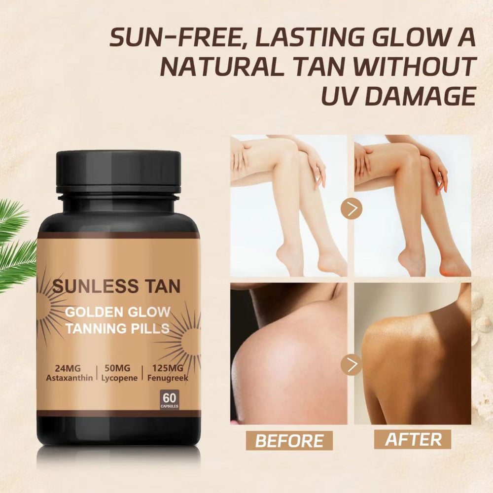 Sunless Tan Golden Glow Tanning Pills 60 Capsules | Bronzed Glow & Skin Support Supplement | Organic Wellness Hub