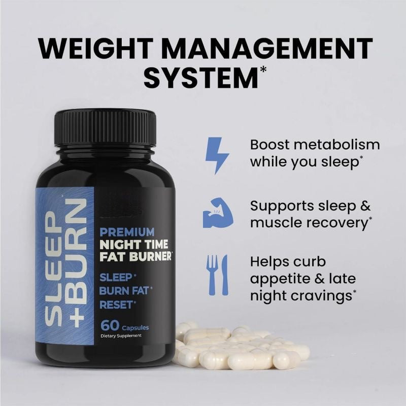 Sleep + Burn Premium Night Time Fat Burner - 60 Capsules | Sleep Aid & Metabolism Support | Organic Wellness Hub