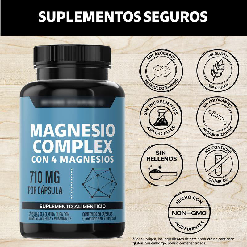 Magnesium Complex 710mg with 4 Magnesium Forms | 180 Capsules | Organic Wellness Hub