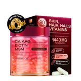 3-Pack Skin Hair Nails Vitamins 1440mg | CA AKG, Biotin 5000mcg, MSM & Hyaluronic Acid | 270 Capsules