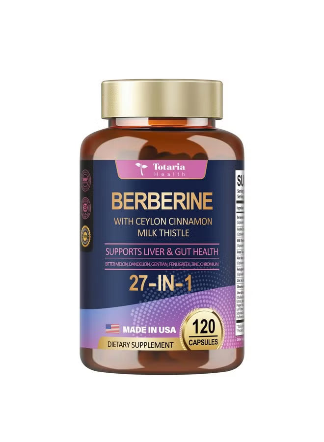 Totaria Health Berberine 27-in-1 3-Pack – Berberine with Ceylon Cinnamon & Milk Thistle | 360 Capsules | Organic Wellness Hub