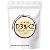 Vitamin D3 K2 10000 IU + 200mcg Supplement | Extra Strength with Coconut Oil | K2 as MK-7 | 180 Softgels | Immune Support | GMO-Free | Gluten-Free | Lab Tested - Organic Wellness Hub
