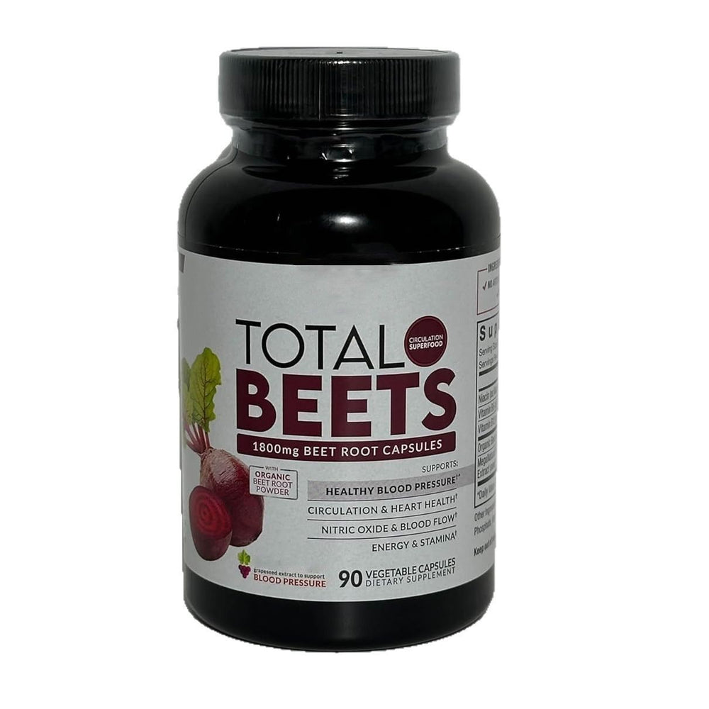 Total Beets 1800mg Beet Root Capsules 90 Veg Capsules | Nitric Oxide, Circulation & Heart Health Support | Organic Wellness Hub