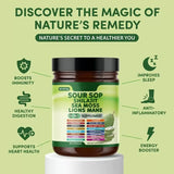 Sour Sop Shilajit Sea Moss Lions Mane 3-Pack Bundle | 24-in-1 Organic Supplement | 180 Capsules | Best Value | Organic Wellness Hub