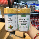 Gut Health + Spirulina & Chlorella Combo Bundle | 60 + 120 Capsules | Turmeric, Probiotics, USDA Organic Greens | Organic Wellness Hub