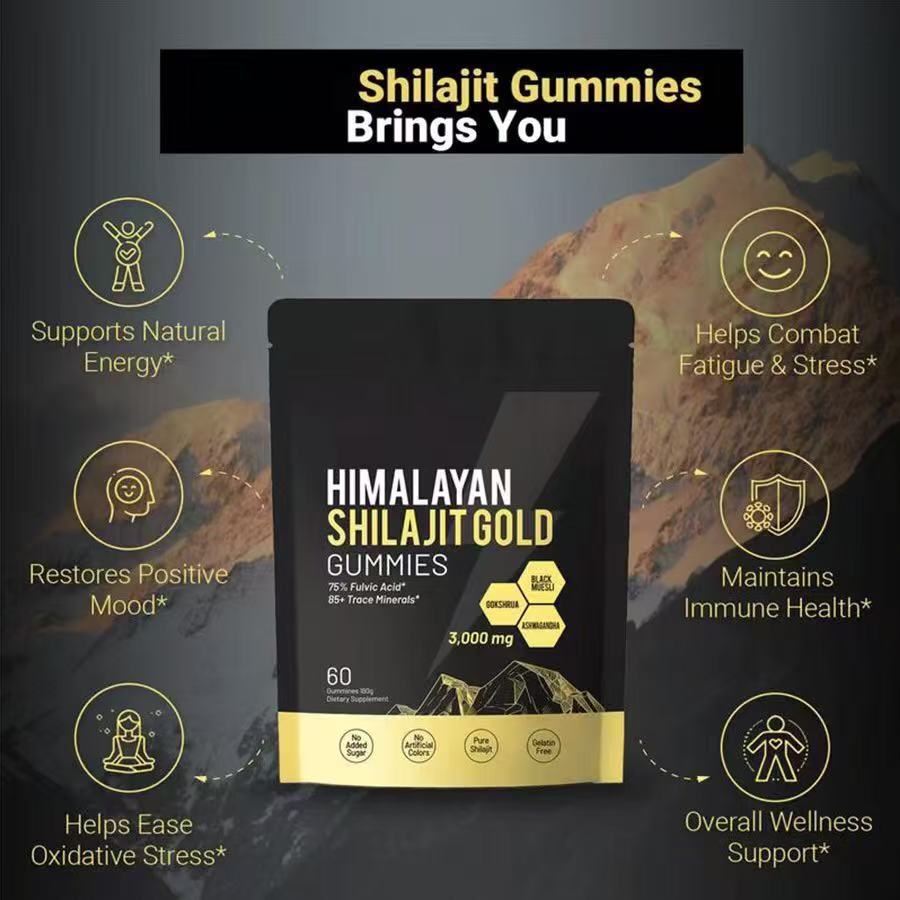 Himalayan Shilajit Gold Gummies 3000mg with Ashwagandha & Black Musli | Organic Wellness Hub