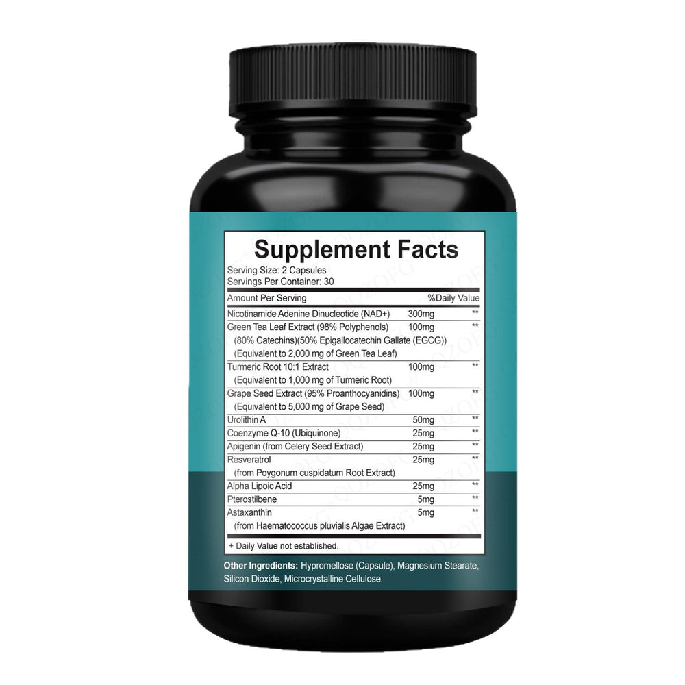 NAD+ Supplement 8457mg with Resveratrol & Urolithin-A Complex | Lab Tested Anti-Aging Formula | 60 Capsules | Organic Wellness Hub