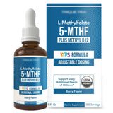 Kids L-Methylfolate 5-MTHF + Methyl B12 Liquid Drops | Berry Flavor | USDA Organic | Lab Tested | Organic Wellness Hub