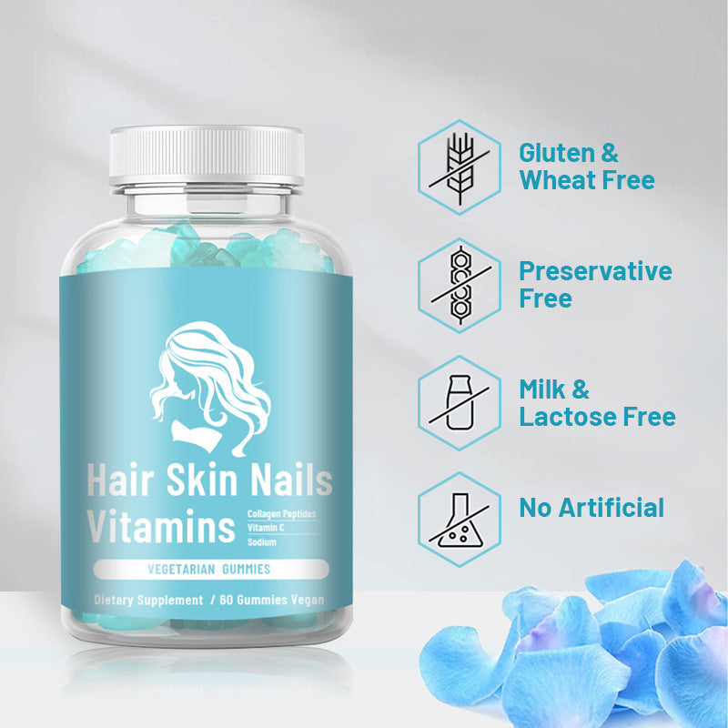 Hair Skin Nails Vitamins Gummies | Collagen Peptides + Vitamin C | Vegan | Lab Tested | Organic Wellness Hub