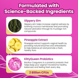 Slippery Kitty Feminine Probiotic + Moisture Gummies | pH Balance, Odor Control & Flora Support | Slippery Elm | 60 Gummies Pineapple